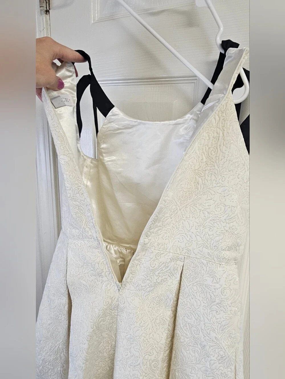 The Children's Place Girls Cream & Black Jacquard Fit & Flare Dress Size 10 NWT